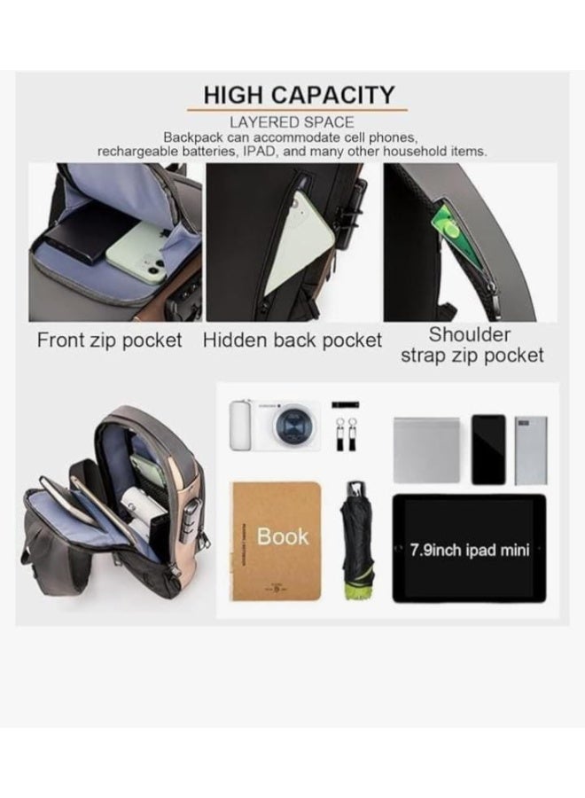Anti-theft crossbody bag, waterproof everyday chest backpack with USB charging, men's and women's backpack - Image 4
